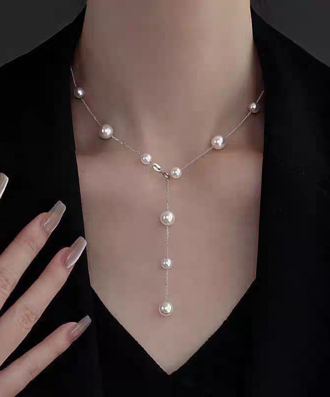 Collier avec pendentif en alliage d'acier inoxydable blanc et perle - Street-Wave