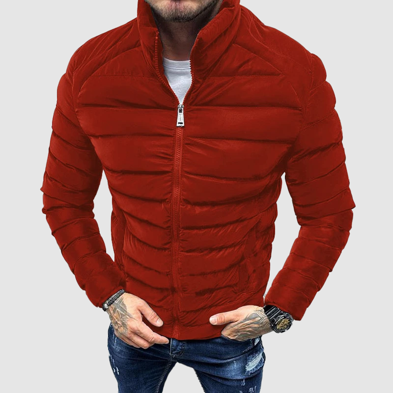 Street-Wave Mens Quilted Jacket Slim Fit Stand Collar