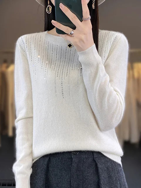 Street-wave Glitter Pullover for Women Warm Cozy Knit Sweater with Sparkle Details