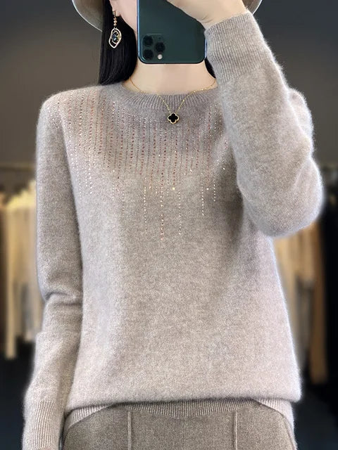 Street-wave Glitter Pullover for Women Warm Cozy Knit Sweater with Sparkle Details