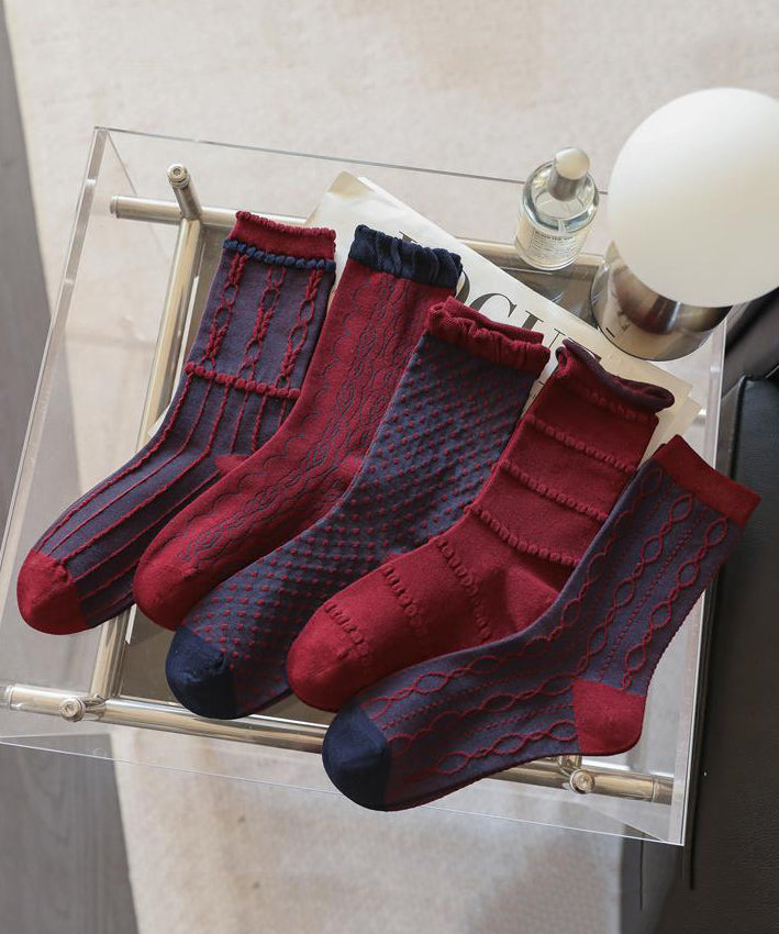 Chaussettes mi-mollet en jacquard pour femme, automne et hiver - Street-Wave