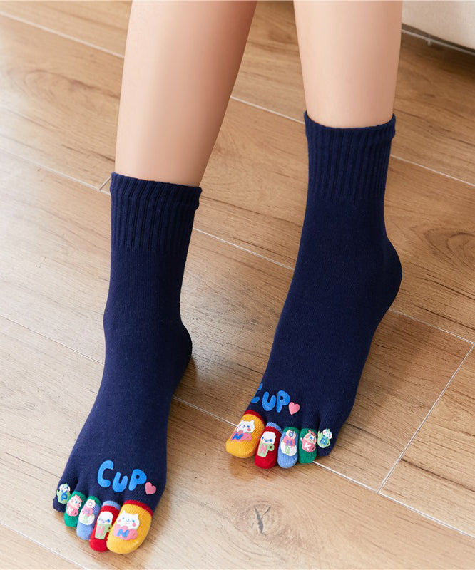 Chaussettes épaisses à cinq doigts, mignonnes et tendance, style automne-hiver, motif dessin animé. - Street-Wave