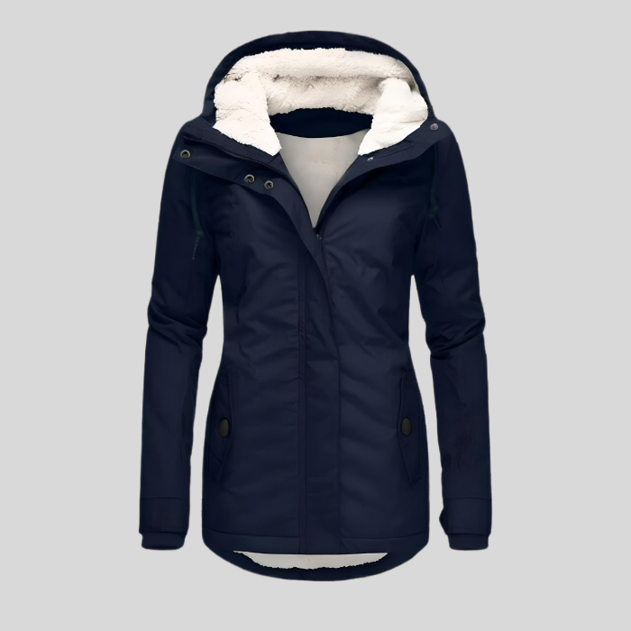 Street-Wave Waterproof Ladies Jacket With Fleece Hood And Extended Back For All Weather Protection