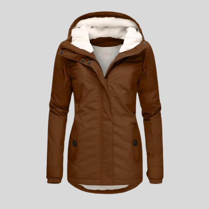 Street-Wave Waterproof Ladies Jacket With Fleece Hood And Extended Back For All Weather Protection