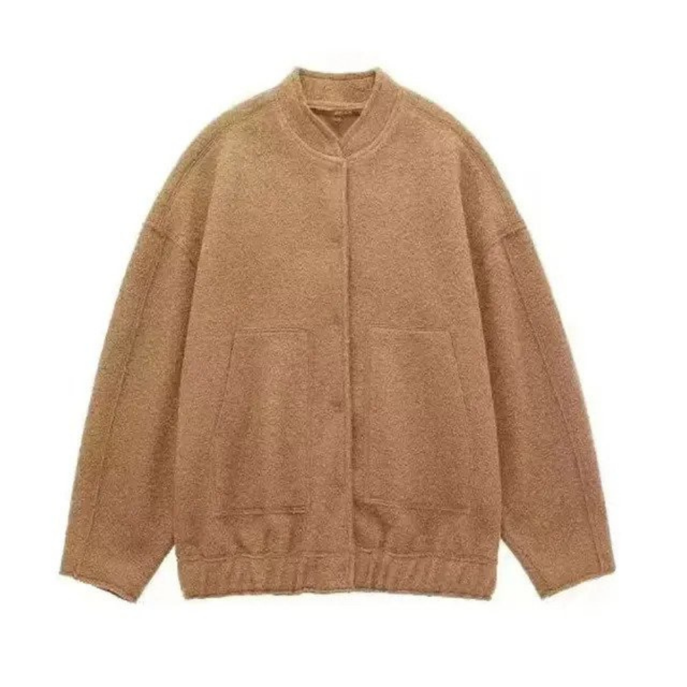 Street Wave Oversized Bomber Jacket For Women Plush Fleece Warmth Cozy Everyday Streetwear
