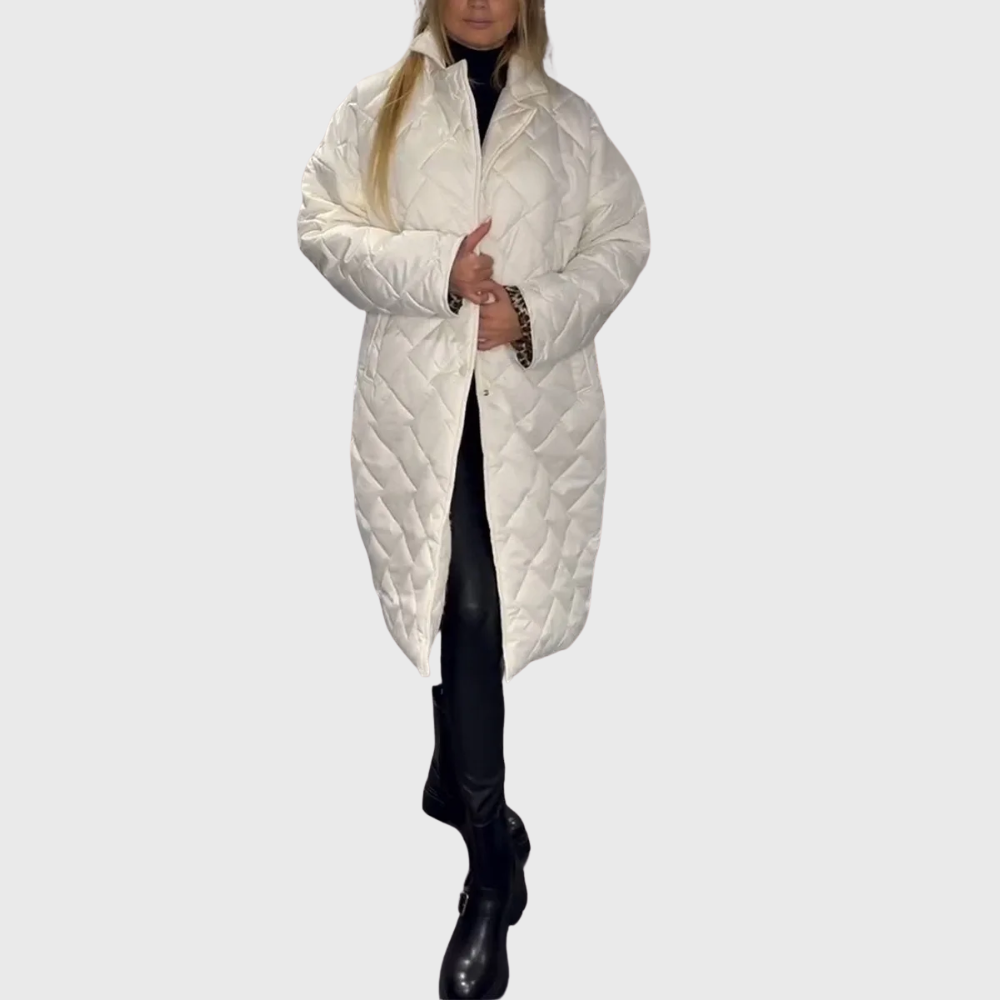 Reversible Quilted Puffer Jacket For Women By Street-Wave With Leopard-Print Lining
