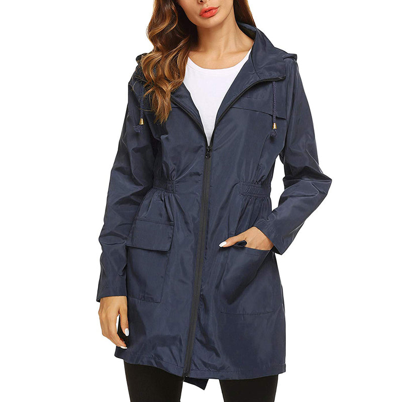 Street-wave Packable Raincoat For Women With Hood Water-Repellent And Pockets Lightweight Travel Friendly