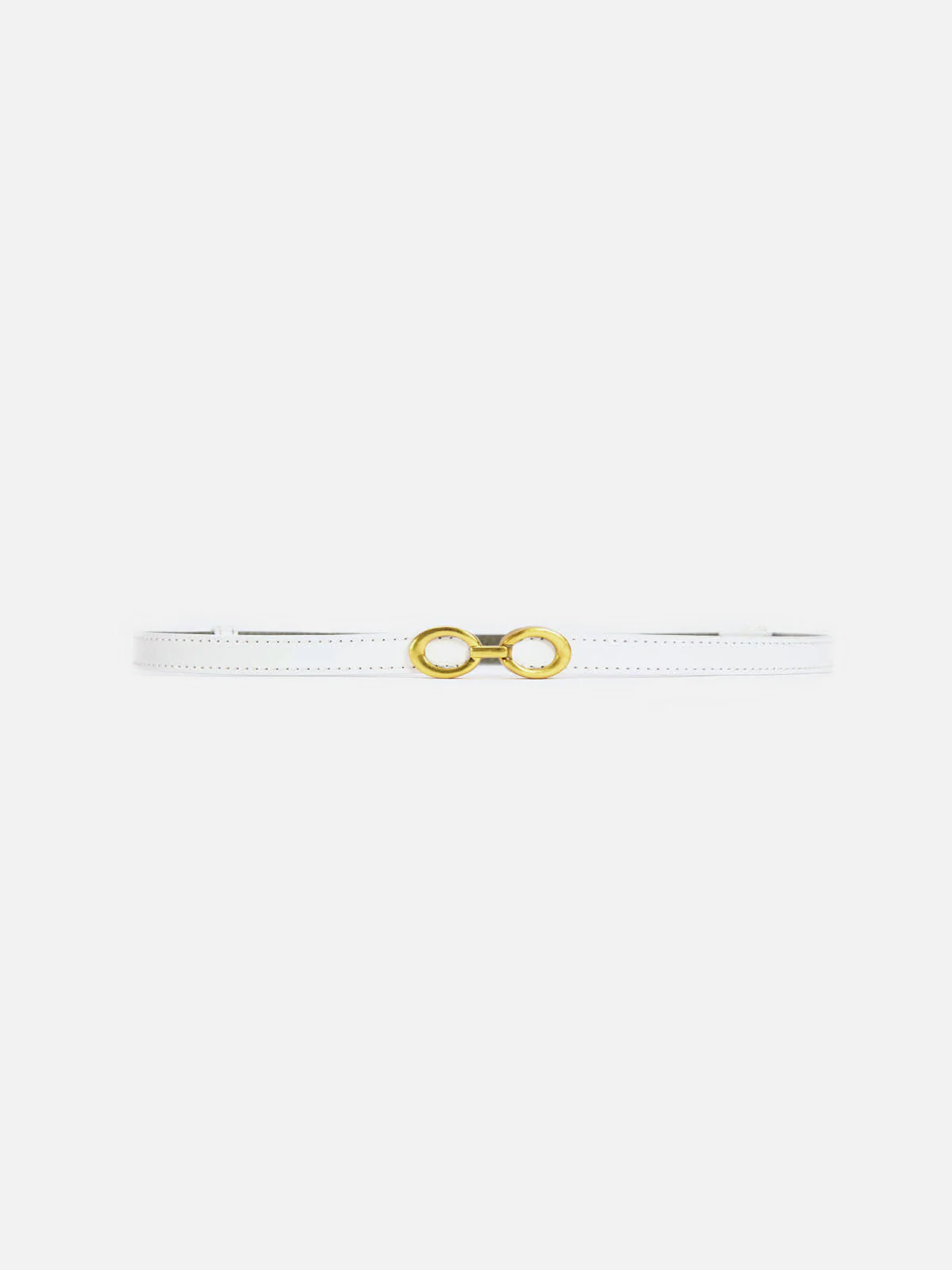 Street Wave Women Old Money Style Leather Belt With Gold Tone Double Ring Buckle Slim Elegant Accessory