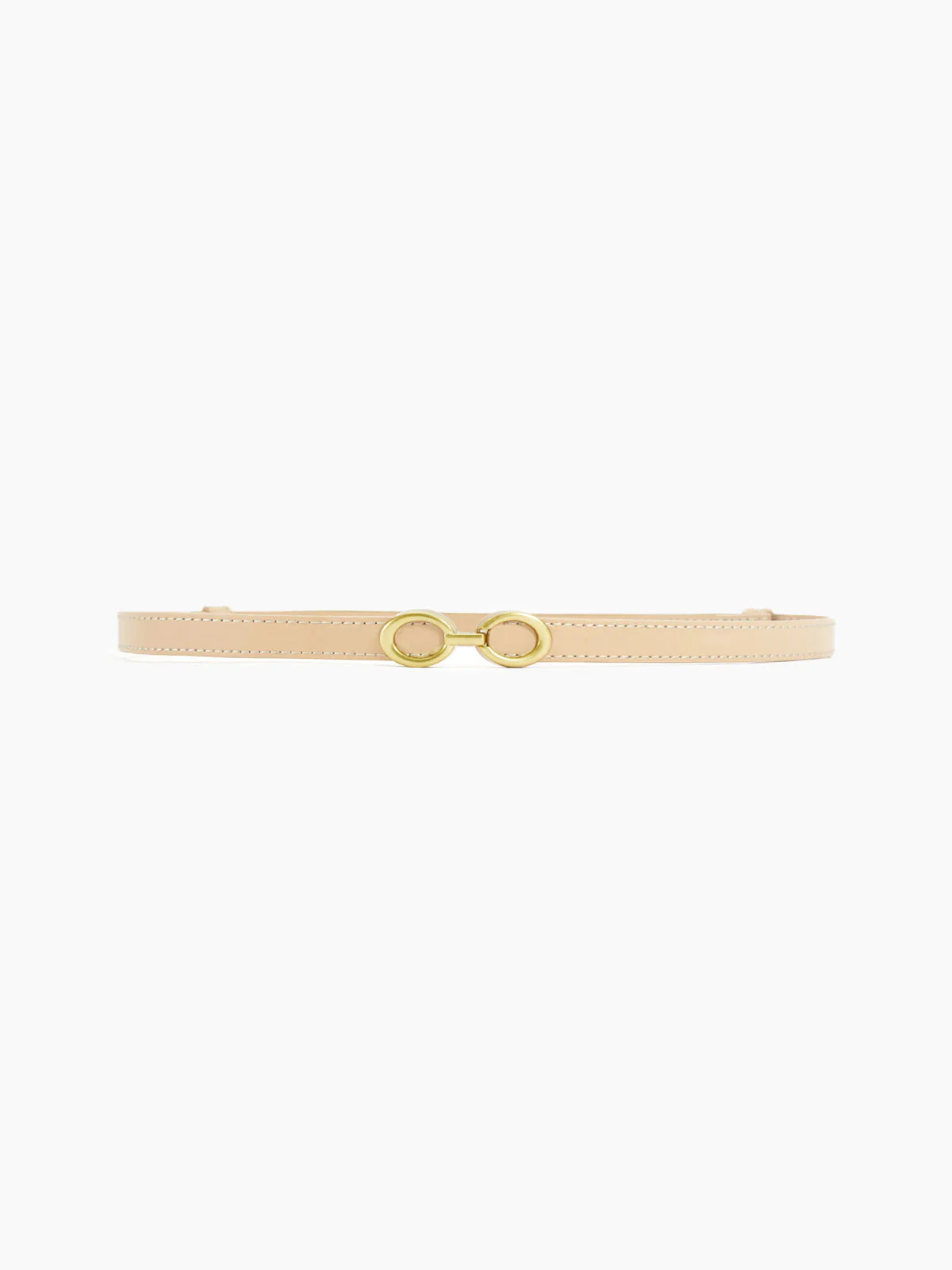 Street Wave Women Old Money Style Leather Belt With Gold Tone Double Ring Buckle Slim Elegant Accessory