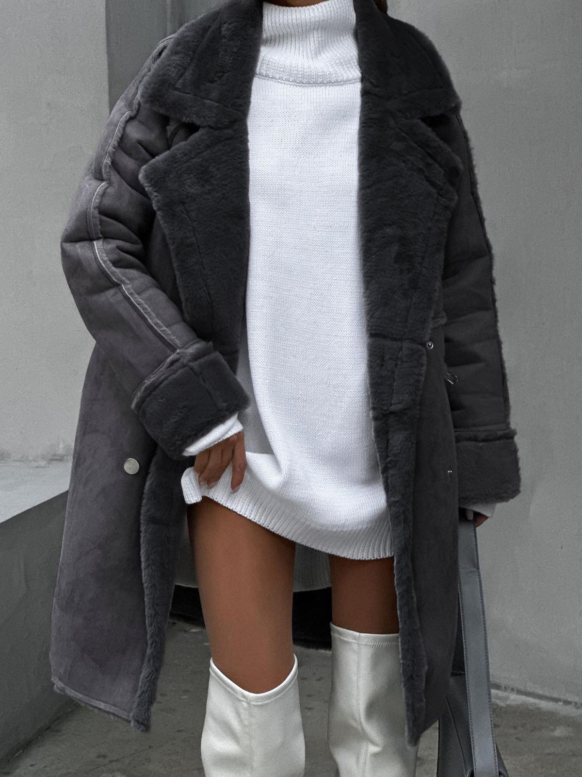 Street-wave Suede Maxi Jacket Luxury Long Coat For Women Chic Urban Style And Timeless Elegance