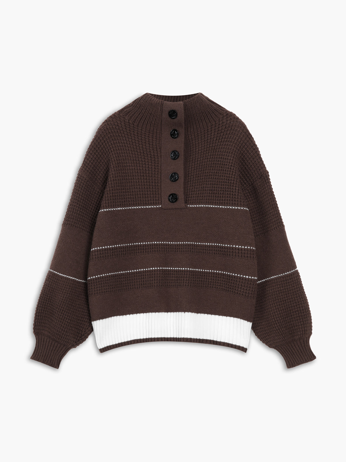 Street-Wave Buttoned Cotton Knit Pullover For Women, Cozy Oversized Comfort And Timeless Style