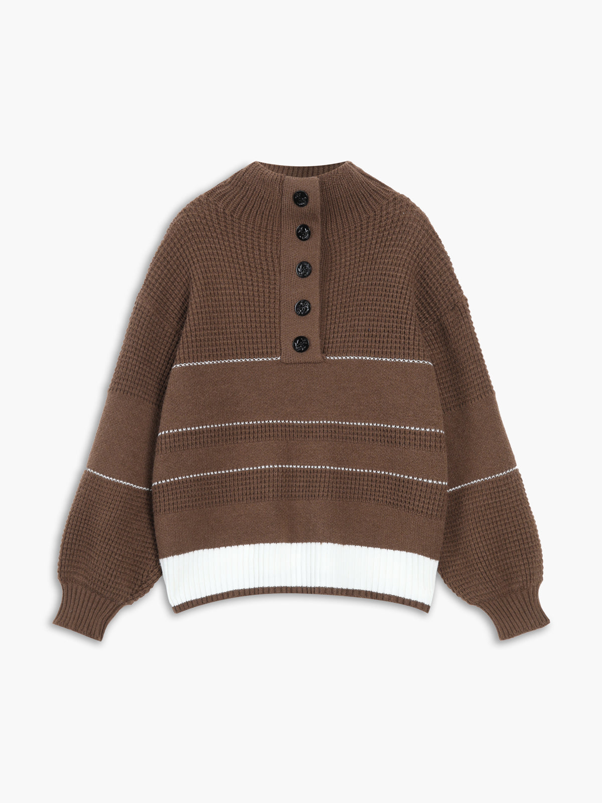 Street-Wave Buttoned Cotton Knit Pullover For Women, Cozy Oversized Comfort And Timeless Style