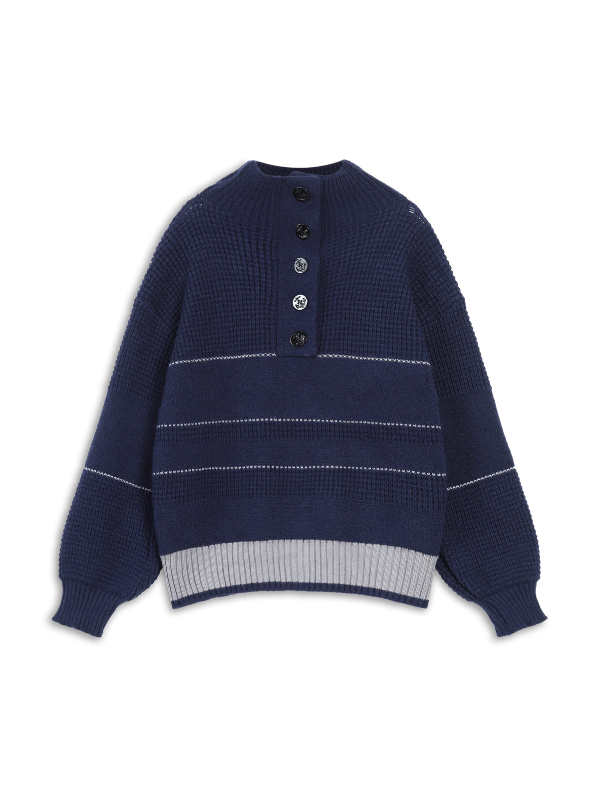 Street-Wave Buttoned Cotton Knit Pullover For Women, Cozy Oversized Comfort And Timeless Style