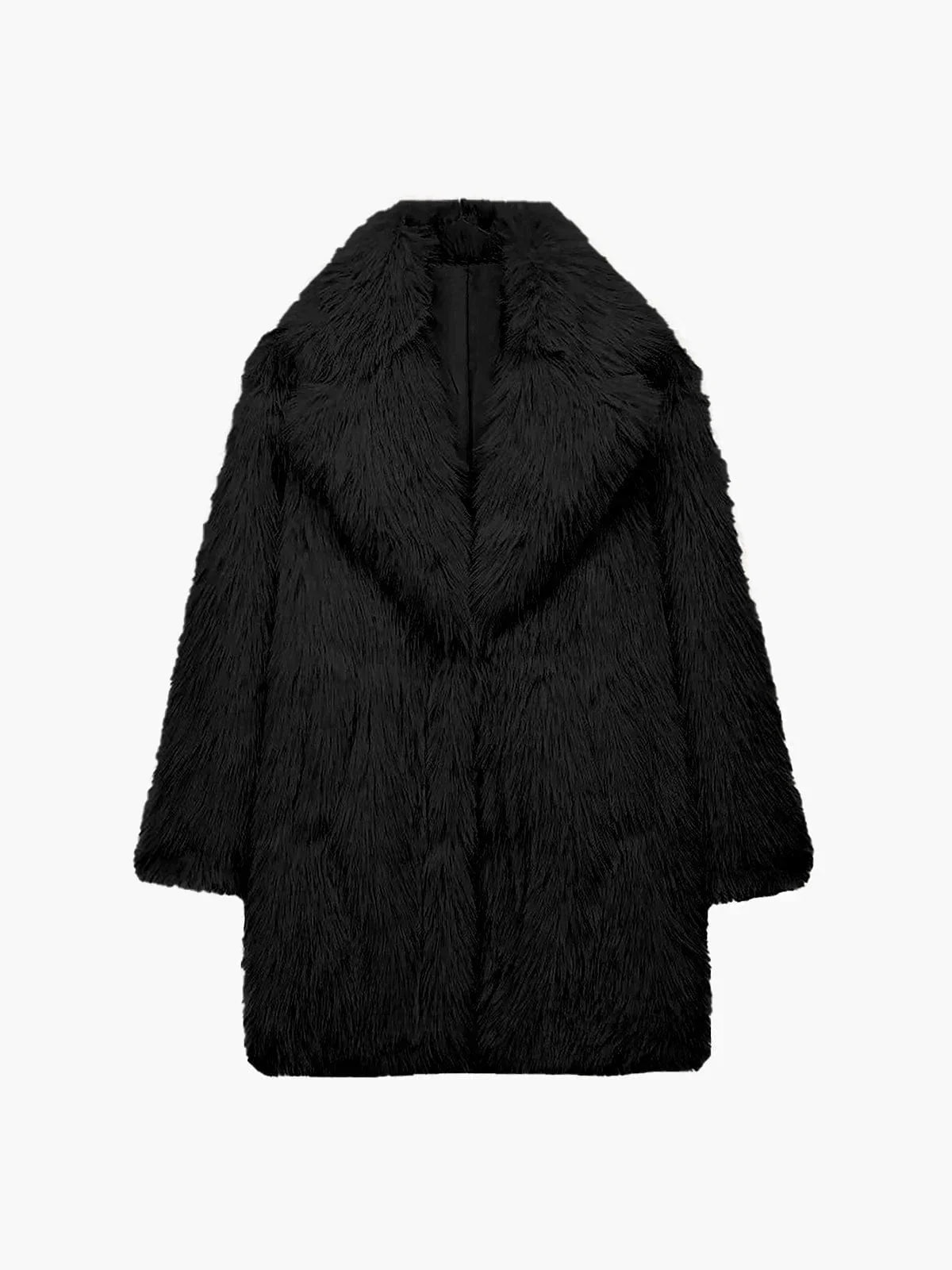 Street-Wave Faux Fur Longline Mantle Luxurious Plush Oversized Winter Coat For Fashion-Forward Women