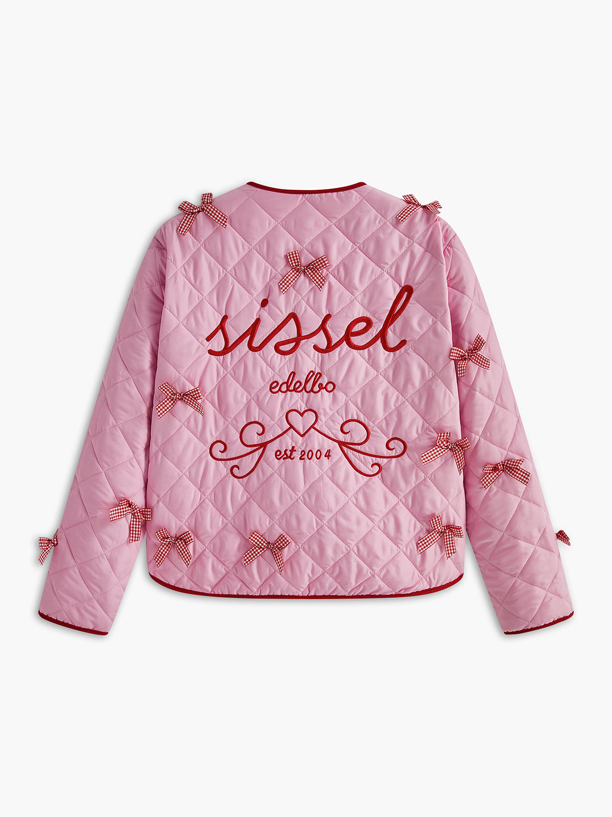 Street-Wave Bow Embellished Quilted Jacket For Women Romantic Regular Fit 100% Polyester