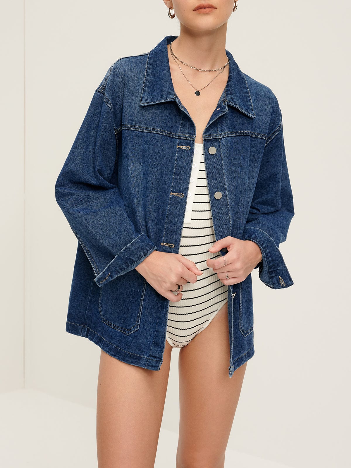 Street Wave Oversized Denim Jacket For Women Casual Everyday Versatile Plus Size