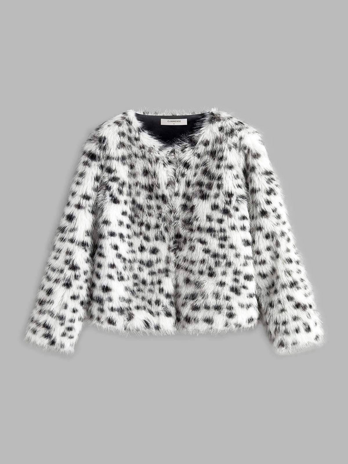 Street-Wave Leopard Print Faux Fur Jacket For Women Trendy Cozy Luxury Outerwear