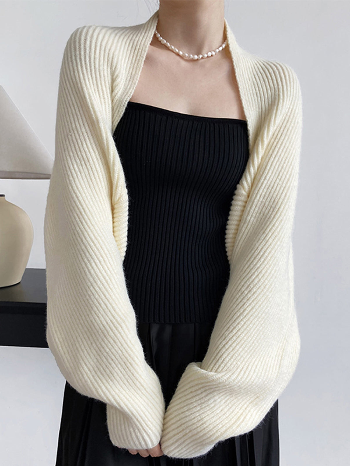 Street-Wave Knit Bolero Cardigan With Long Sleeves Soft Modern Layering For Women