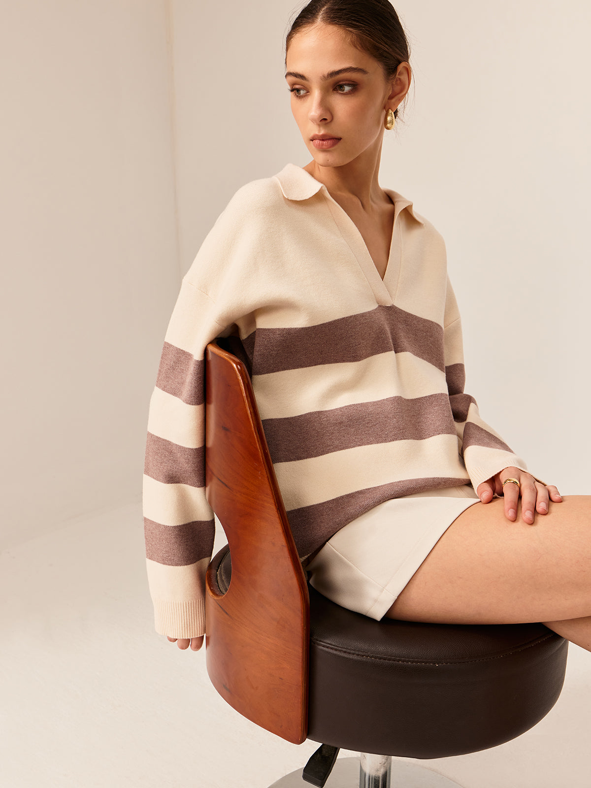 Street-Wave Striped Knit Sweater With Relaxed Fit For Women Casual Chic Everyday Comfort