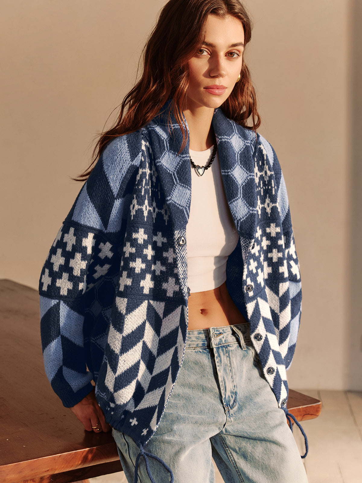 Street-wave Couture Boheme Printed Piping Cozy Jacket Regular Fit Womens Essential