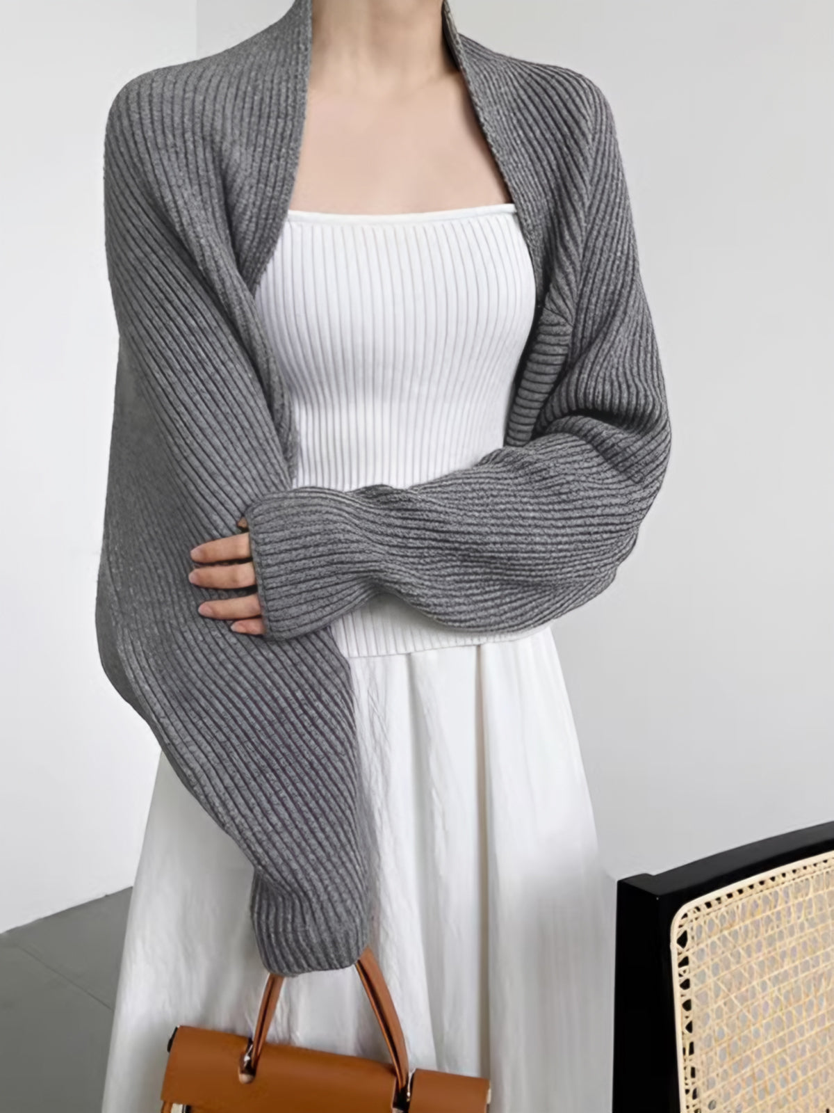 Street-Wave Knit Bolero Cardigan With Long Sleeves Soft Modern Layering For Women
