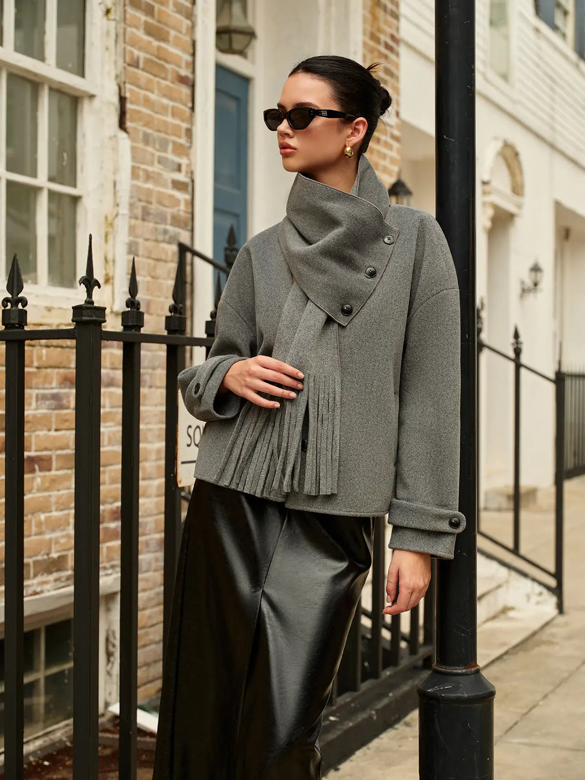 Wool Coat Streetwave With Double Button Closure And Tassels For Chic Winter Women
