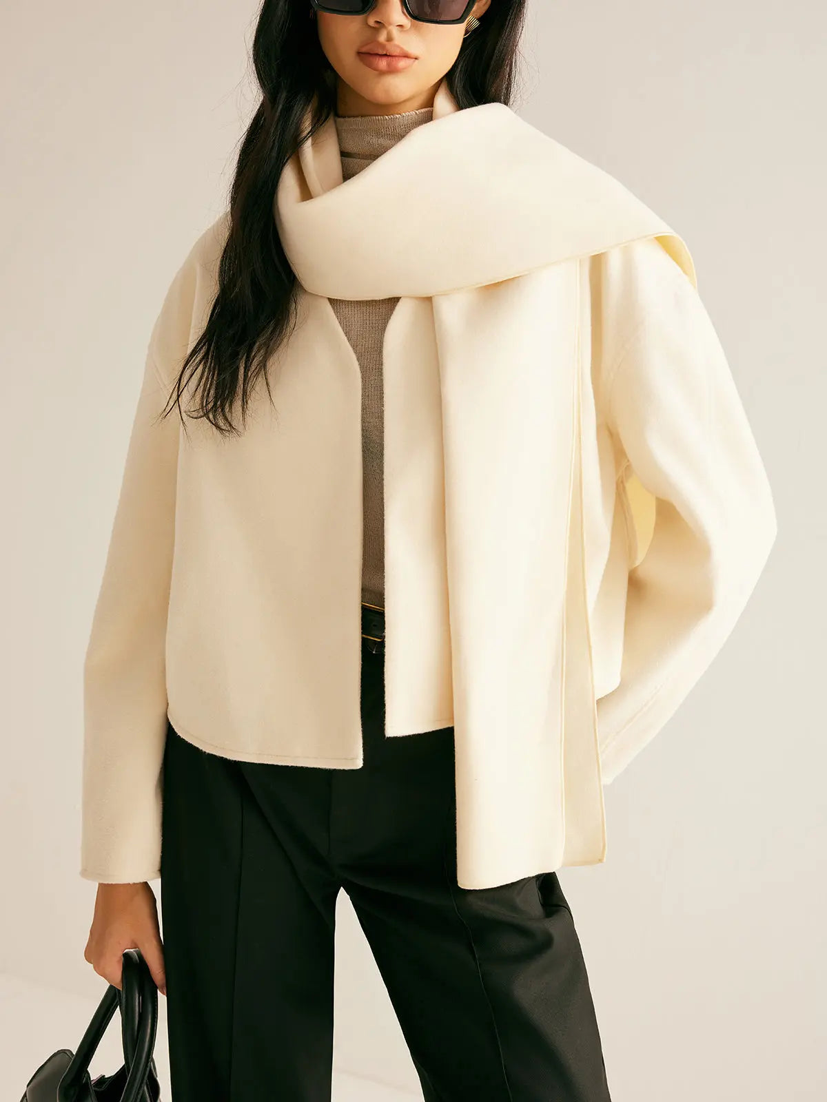 Streetwave Classic Short Coat With Scarf For Women Timeless Chic And Modern Comfort