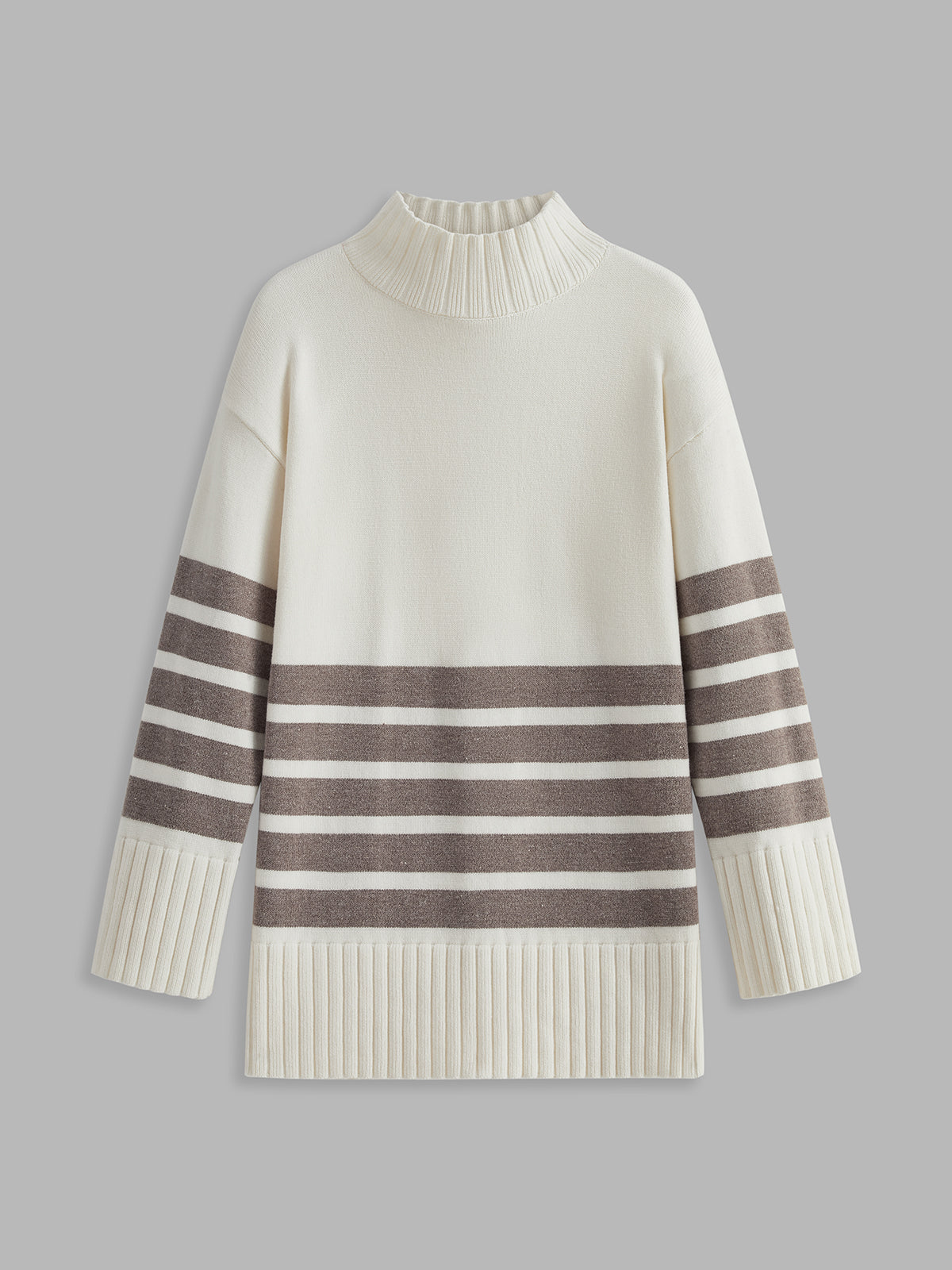 Street-Wave Plus Size Striped Wool-Blend Sweater For Women Everyday Warmth And Comfort