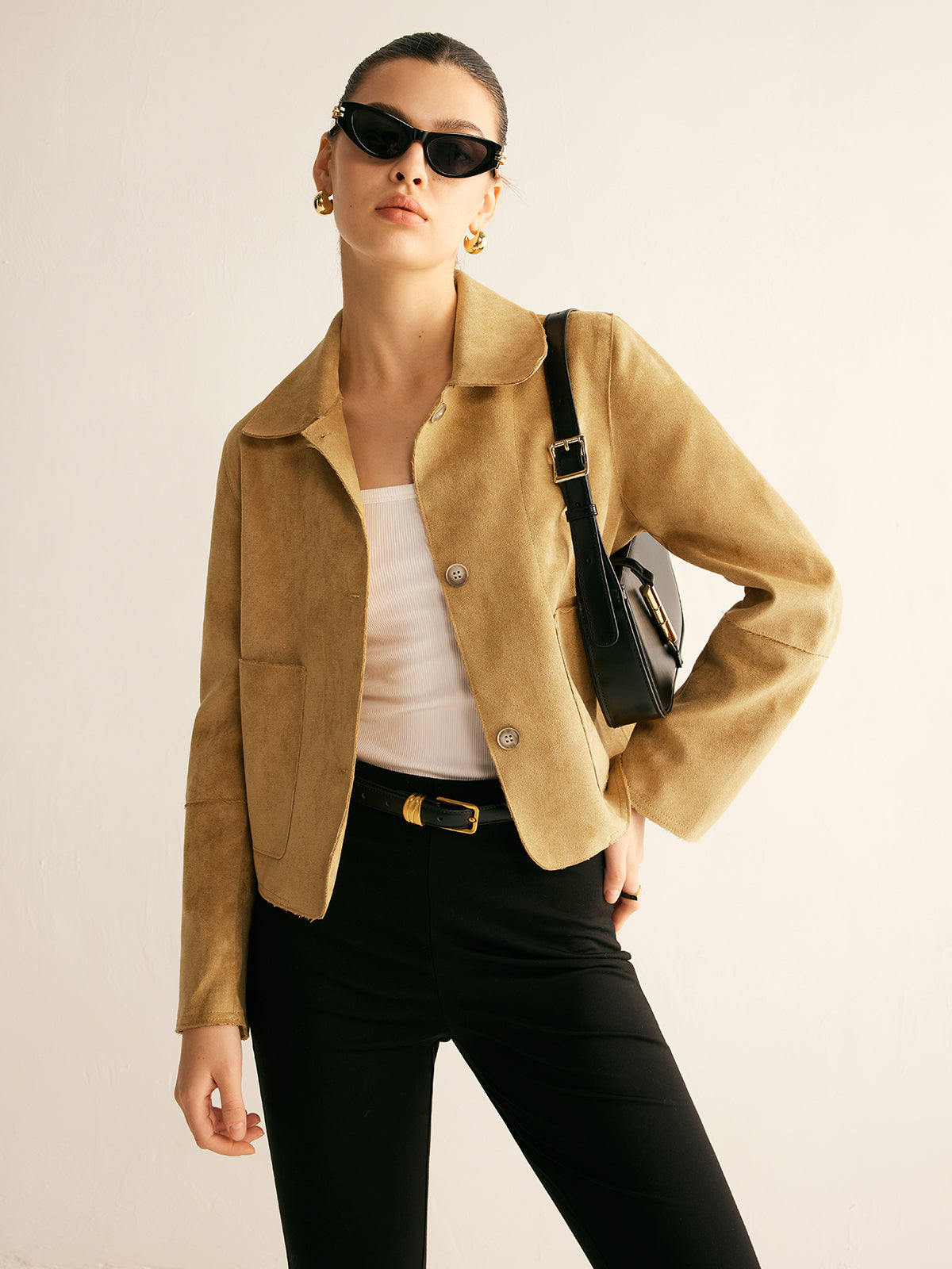 Street-wave Suede Look Short Jacket For Women Timeless Chic Layering Essential Everyday Wardrobe