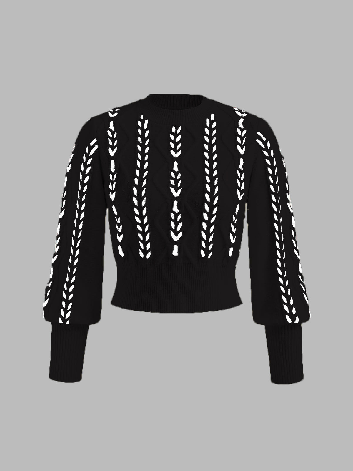 Street-wave Eyelet Knit Sweater Acrylic Blend For Women Elegant Modern Comfort Versatile Everyday Wear