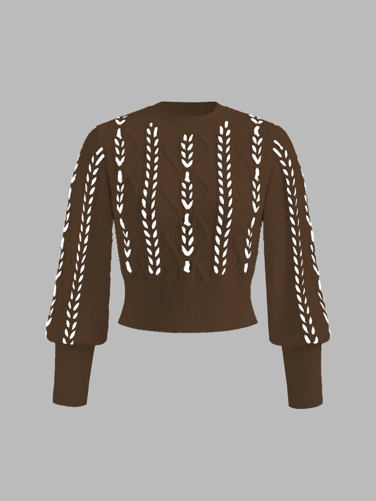 Street-wave Eyelet Knit Sweater Acrylic Blend For Women Elegant Modern Comfort Versatile Everyday Wear