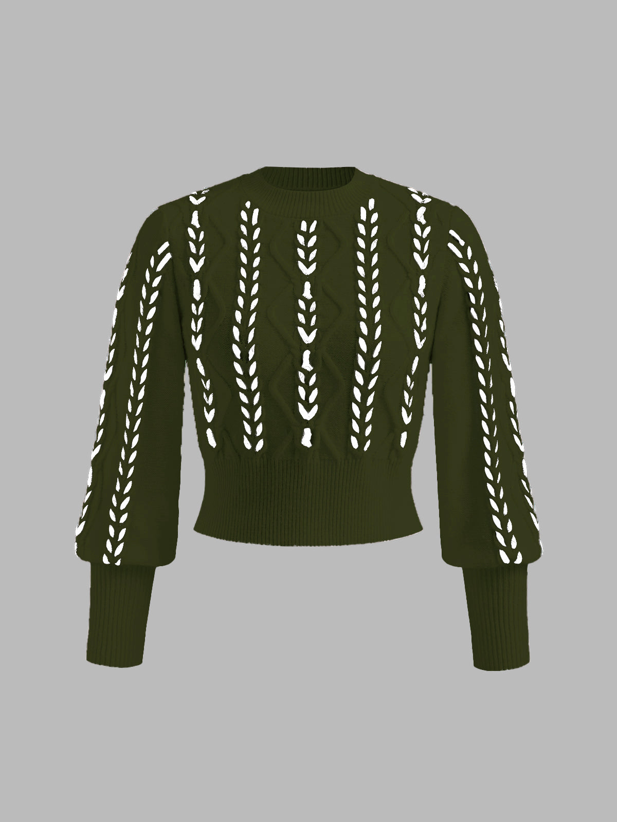 Street-wave Eyelet Knit Sweater Acrylic Blend For Women Elegant Modern Comfort Versatile Everyday Wear