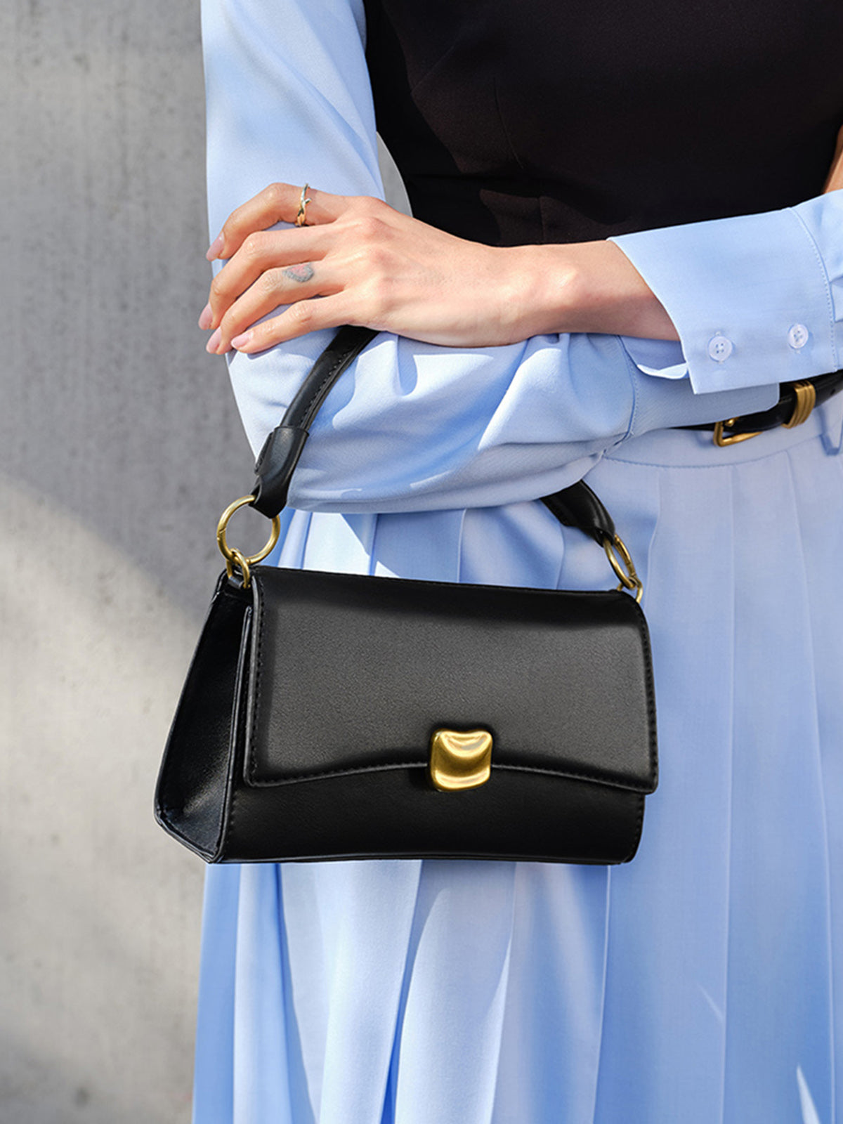 Damen Handtasche im Old-Money-Stil, schwarz - Street-wave