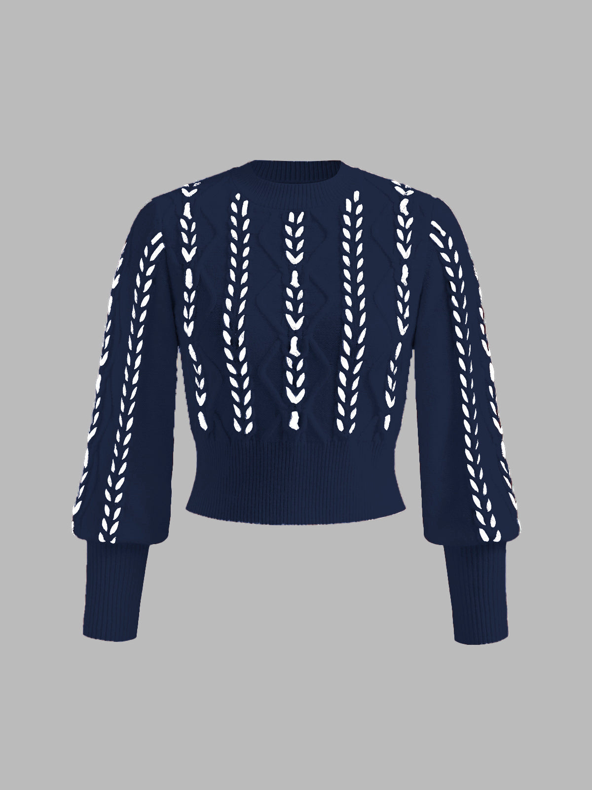 Street-wave Eyelet Knit Sweater Acrylic Blend For Women Elegant Modern Comfort Versatile Everyday Wear