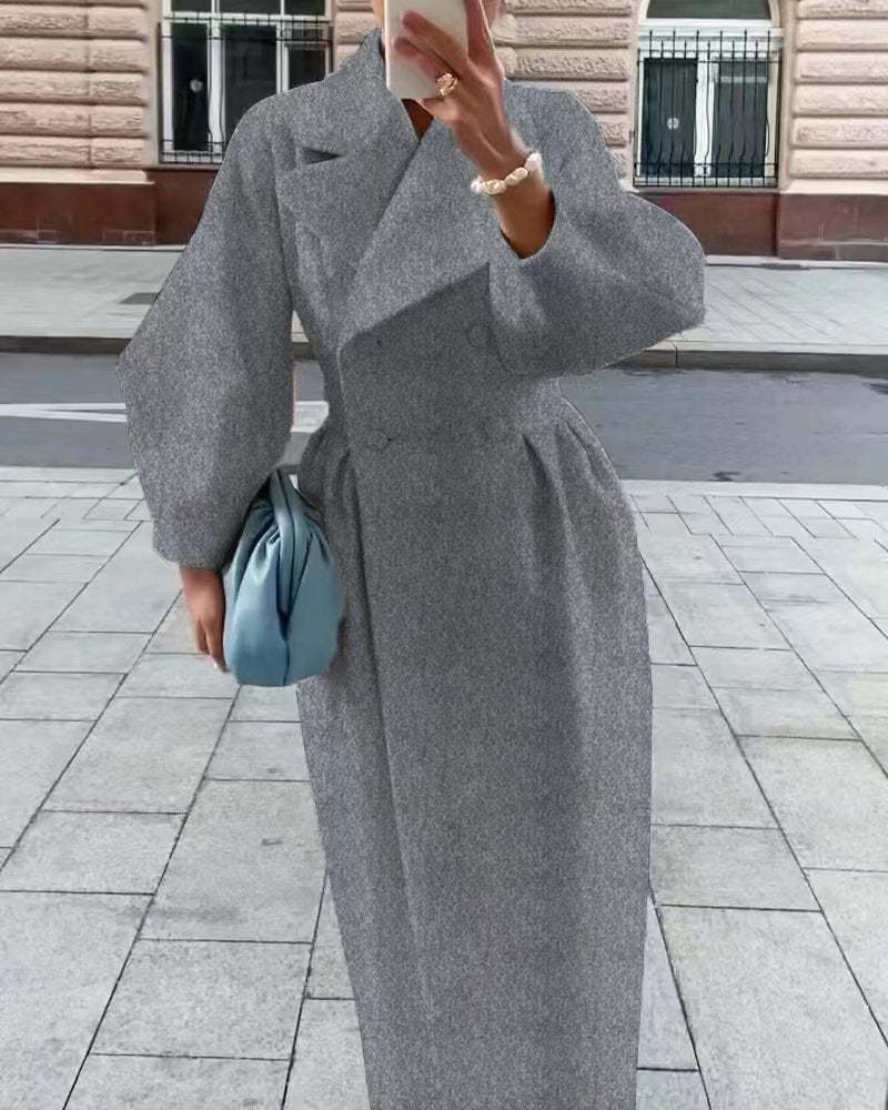 Street-Wave Vintage Wool Coat With Lantern Sleeves And Wide Lapels For Style-Savvy Women Timeless Winter Essential