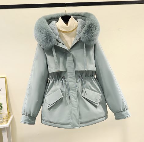 Street-wave Oversized Cotton Jacket With Velvet Lining For Women Water Repellent All Weather