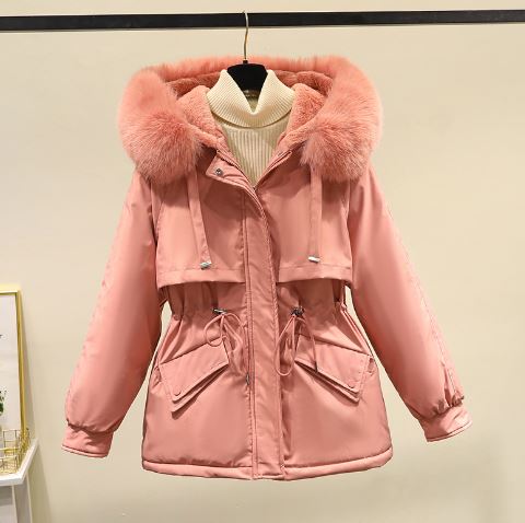 Street-wave Oversized Cotton Jacket With Velvet Lining For Women Water Repellent All Weather