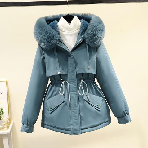 Street-wave Oversized Cotton Jacket With Velvet Lining For Women Water Repellent All Weather
