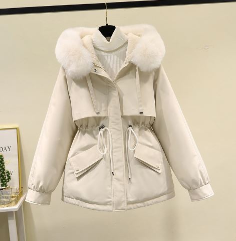 Street-wave Oversized Cotton Jacket With Velvet Lining For Women Water Repellent All Weather