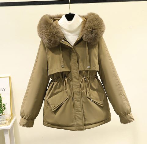 Street-wave Oversized Cotton Jacket With Velvet Lining For Women Water Repellent All Weather