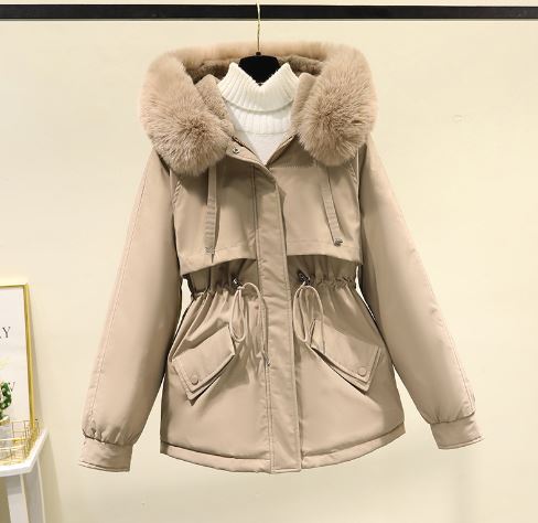 Street-wave Oversized Cotton Jacket With Velvet Lining For Women Water Repellent All Weather