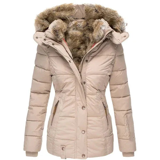 Street-wave Women Winter Coat With Removable Faux Fur Collar Warm And Stylish Outerwear