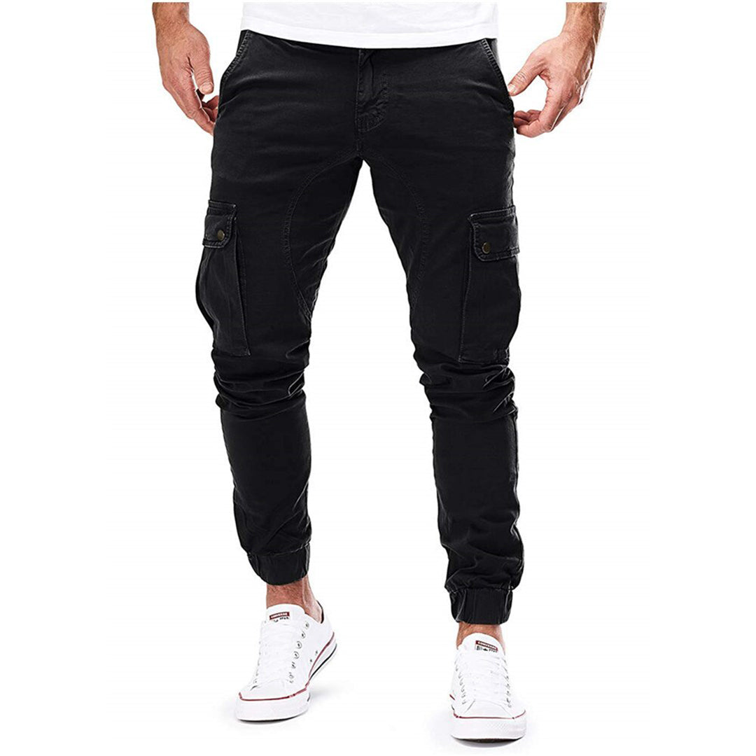 Nordisk Flair Men's Cargo Pants Slim Fit With Elastic Waist And Ribbed Cuffs Cotton Blend Multi Pocket