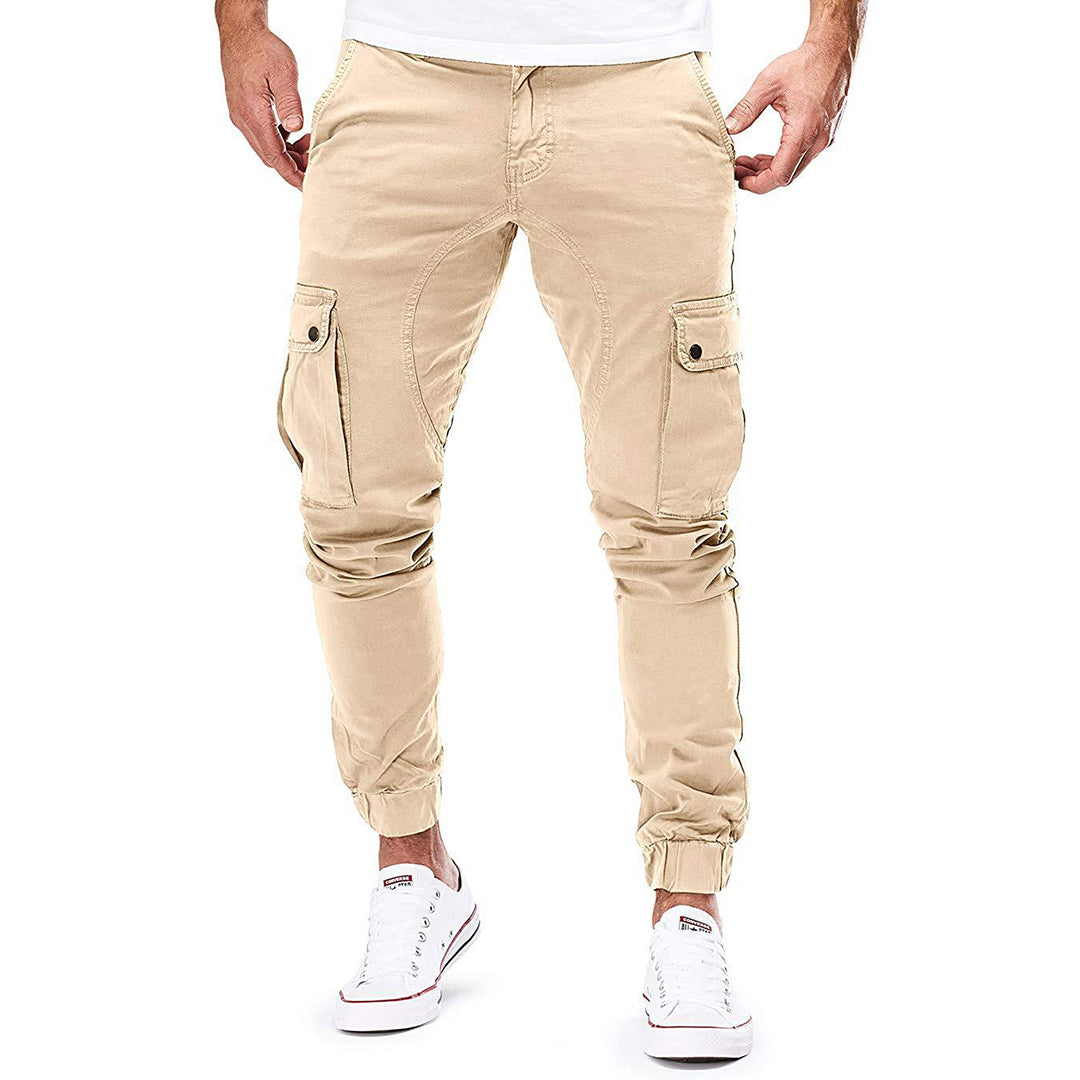 Nordisk Flair Men's Cargo Pants Slim Fit With Elastic Waist And Ribbed Cuffs Cotton Blend Multi Pocket