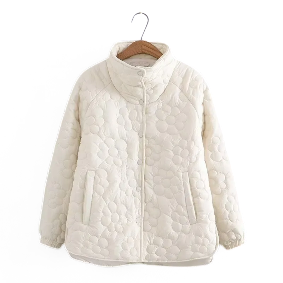 Street Wave Women's Quilted Winter Jacket With Floral Pattern Cozy Warmth And Chic Style