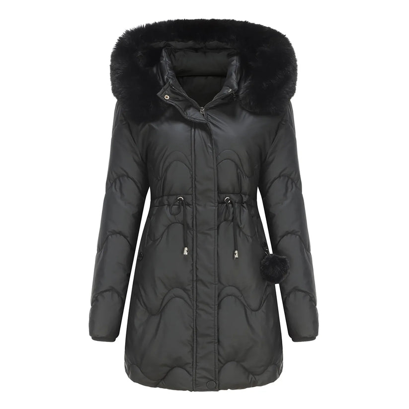 Streetwave Quilted Winter Coat With Plush Fur Collar For Women Cozy Puffer Jacket Renata Style