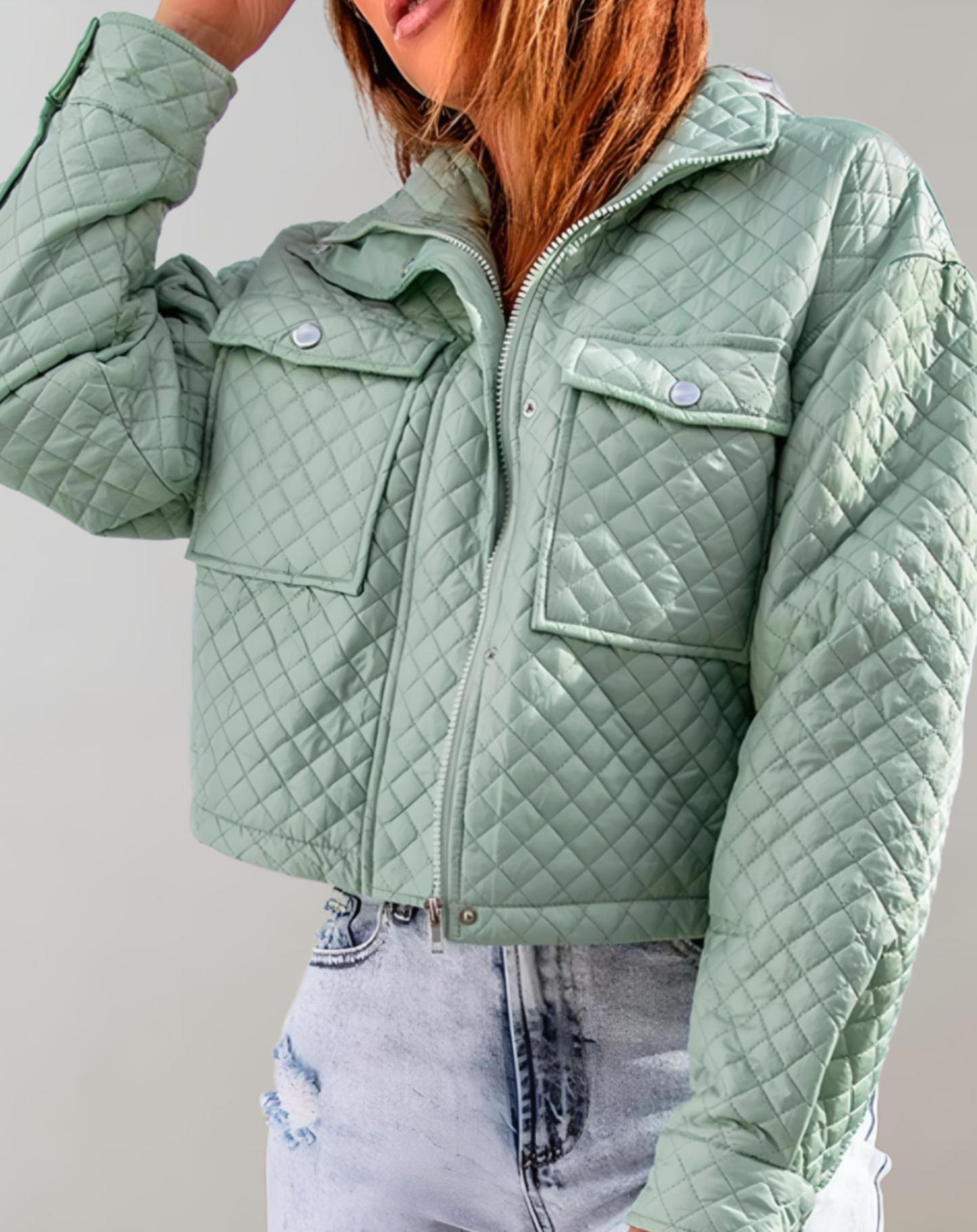 Street-Wave Quilted Lightweight Jacket For Women With Button Front Pockets And Relaxed Fit