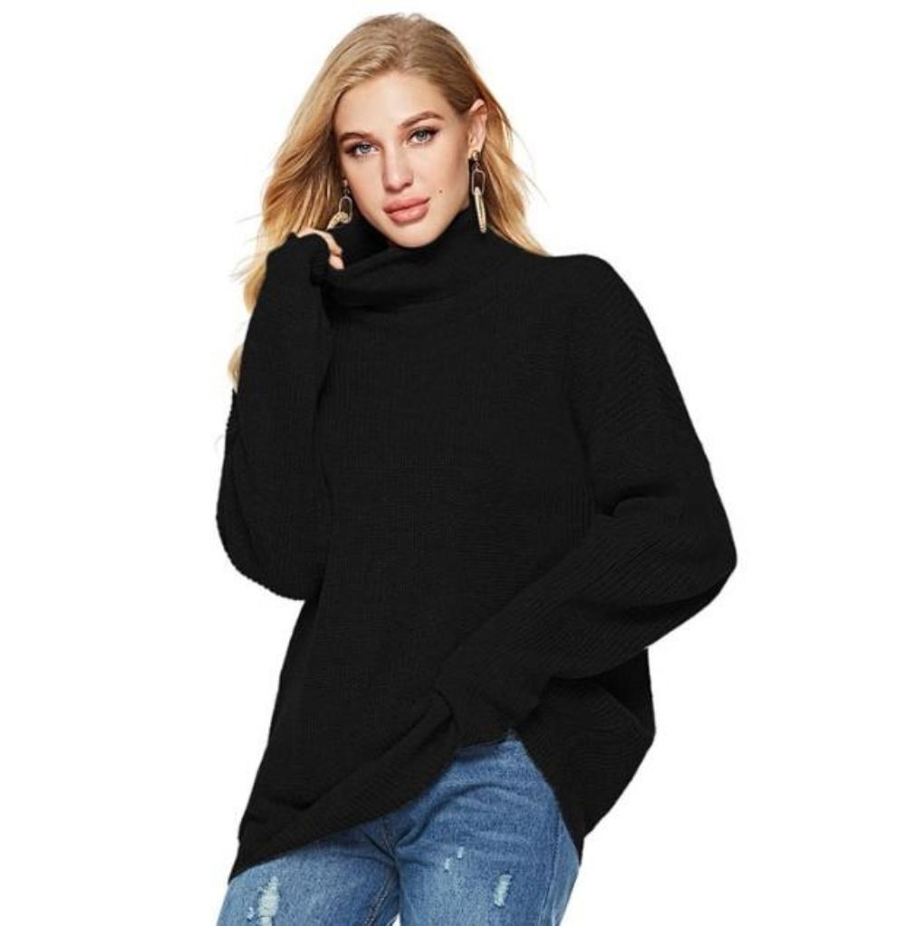 Street-wave Cozy Gray Turtleneck Sweater For Women, Soft Knit, Effortless Everyday Comfort