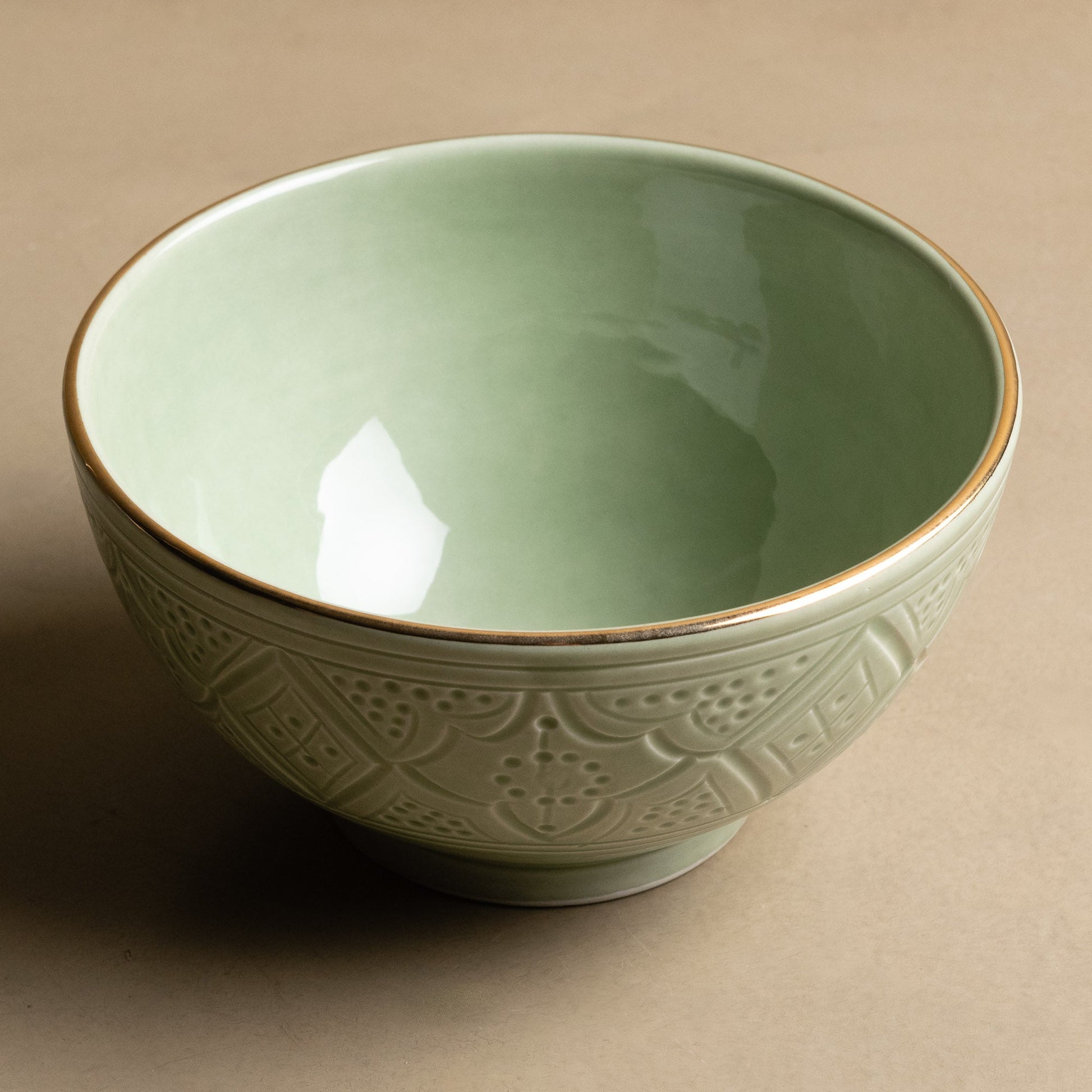 Zagora Green Bowl - Moroccan Dinnerware Adorned with 12 Carat Gold Accents - Street-Wave