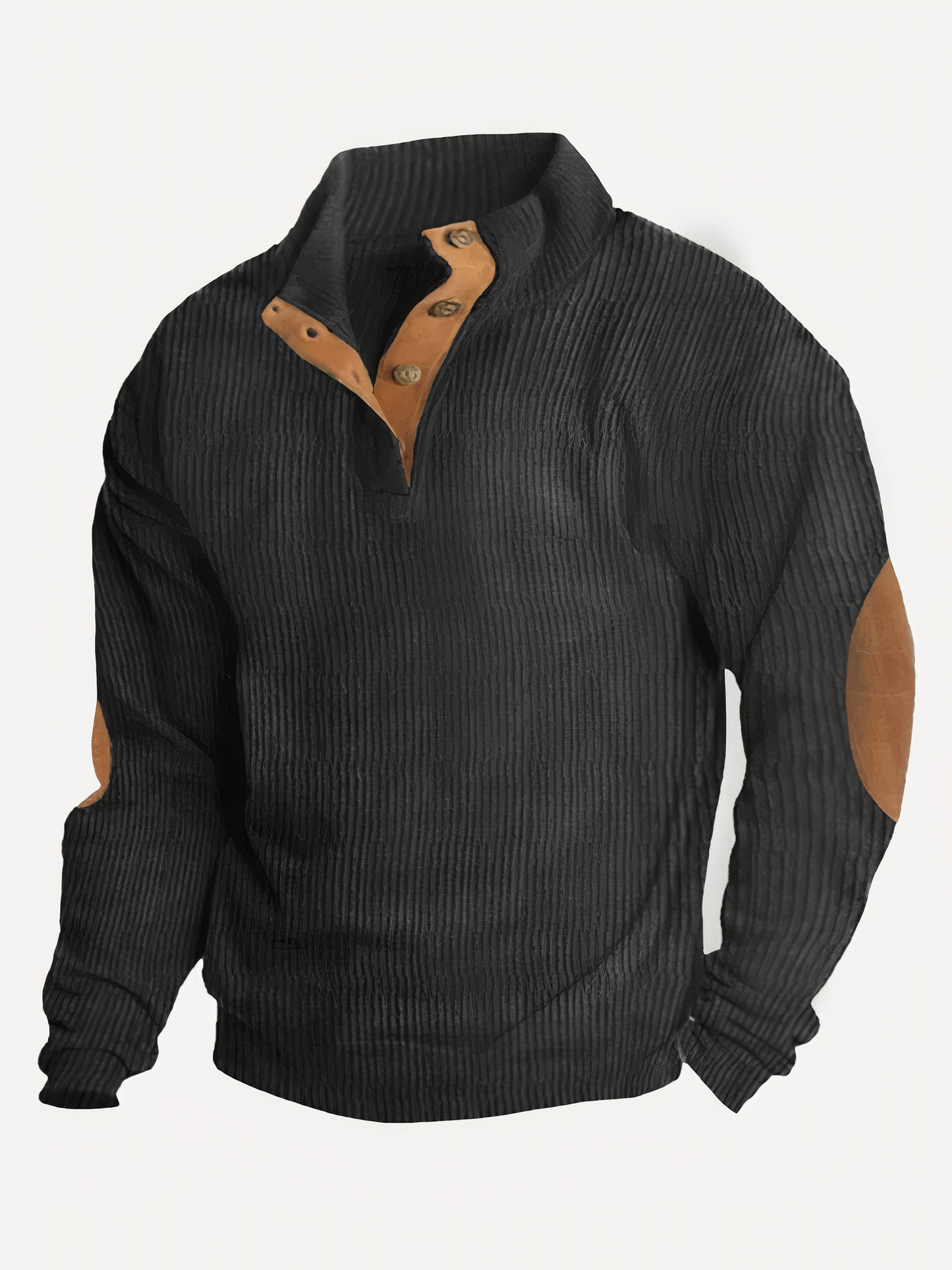 Street-wave Contrast Pullover With Stand Collar, Button Closure, Nostalgic Colorblock Knit For Men